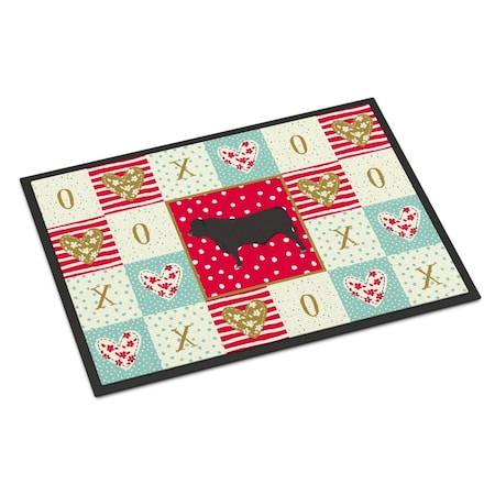 Carolines Treasures 24 x 36 in. Black Angus Cow Love Indoor or Outdoor Mat CK5255JMAT